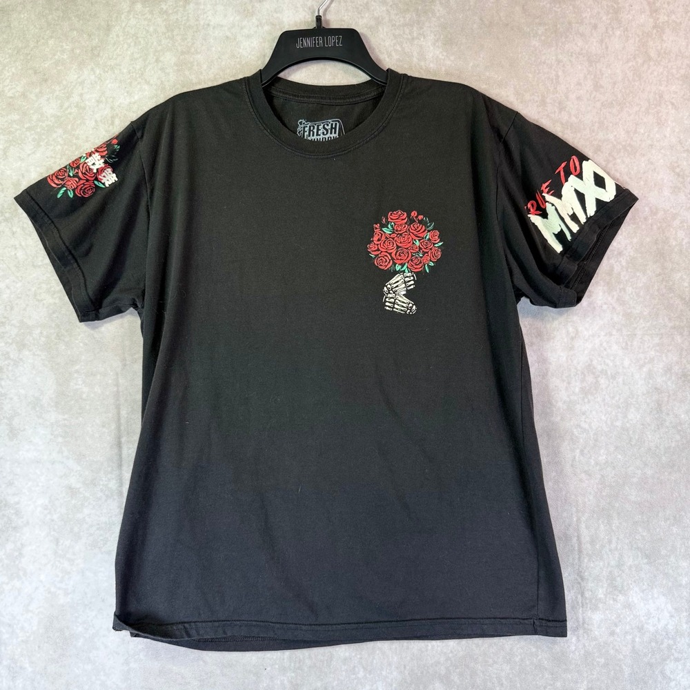 Fresh Laundry Graphic Tee Mens Large Black True To Death Skeleton Rose MMXXIII